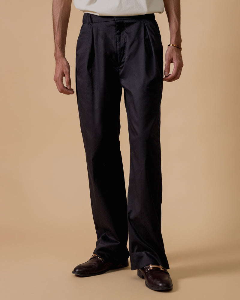 BLACK TWILL ELASTIC PANT