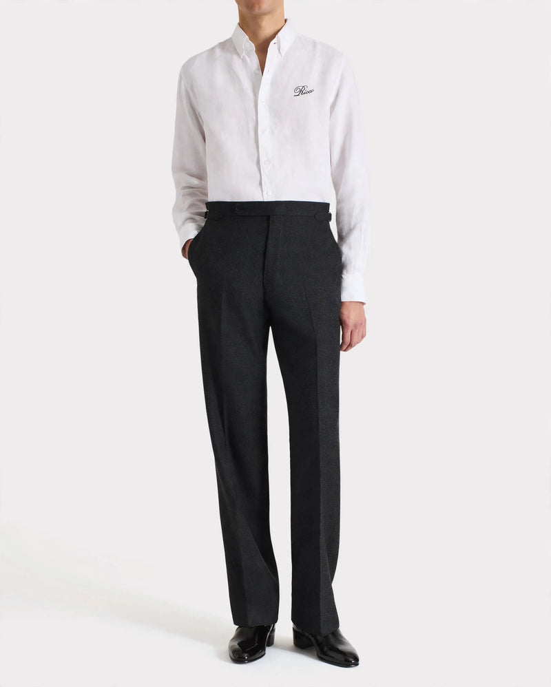 CHALK WHITE LINEN BUTTON DOWN