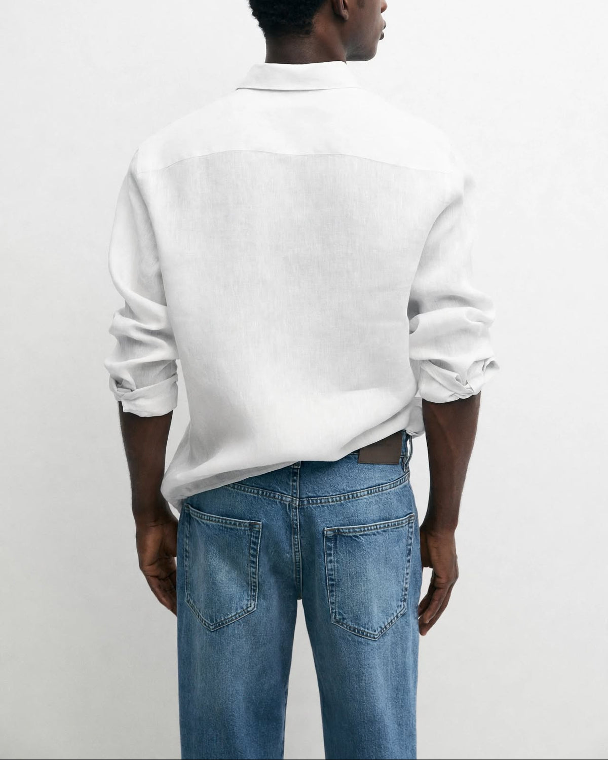 Ricco chalk white linen button-down shirt, view 4