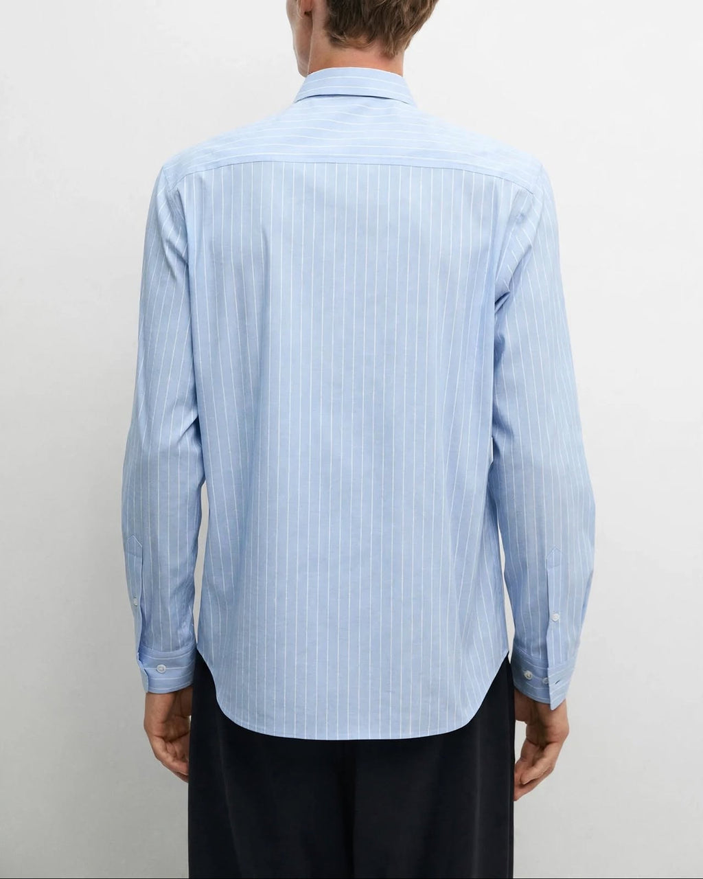 Ricco sky blue seersucker pinstripe button-down shirt, view 4