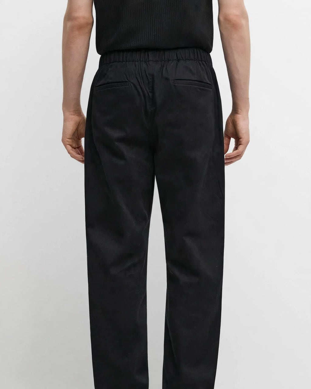 Ricco black cotton twill elasticated trousers, view 3