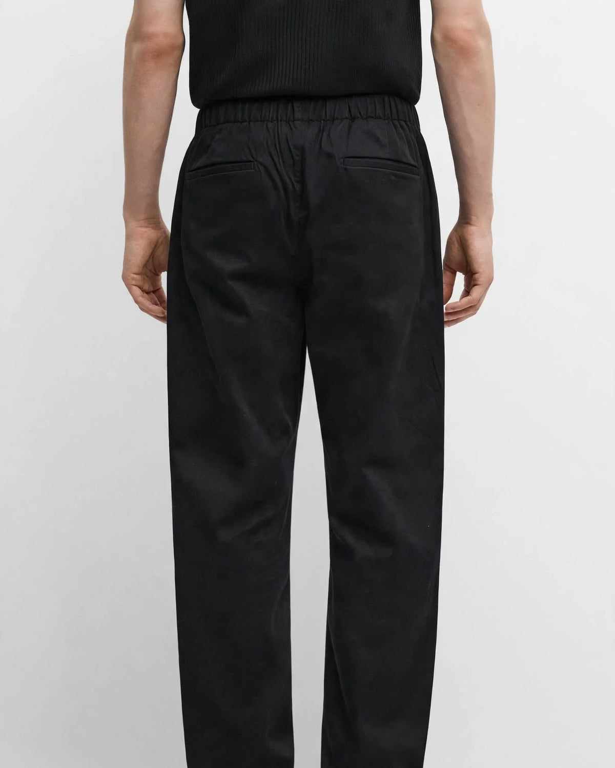 Ricco black cotton twill elasticated trousers, view 3