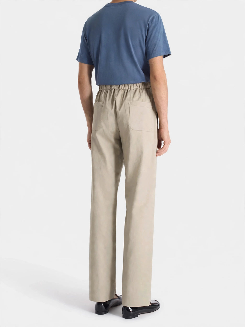BEIGE COTTON TWILL ELASTIC PANT