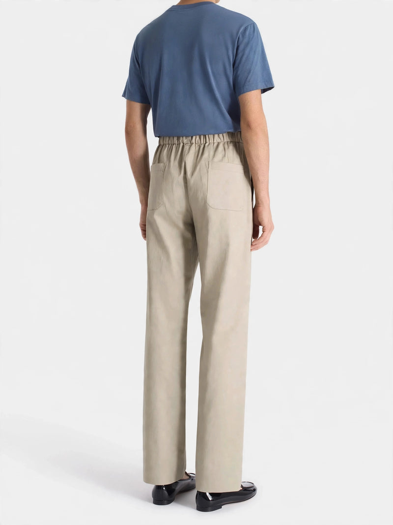 BEIGE COTTON TWILL ELASTIC PANT