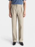 BEIGE COTTON TWILL ELASTIC PANT