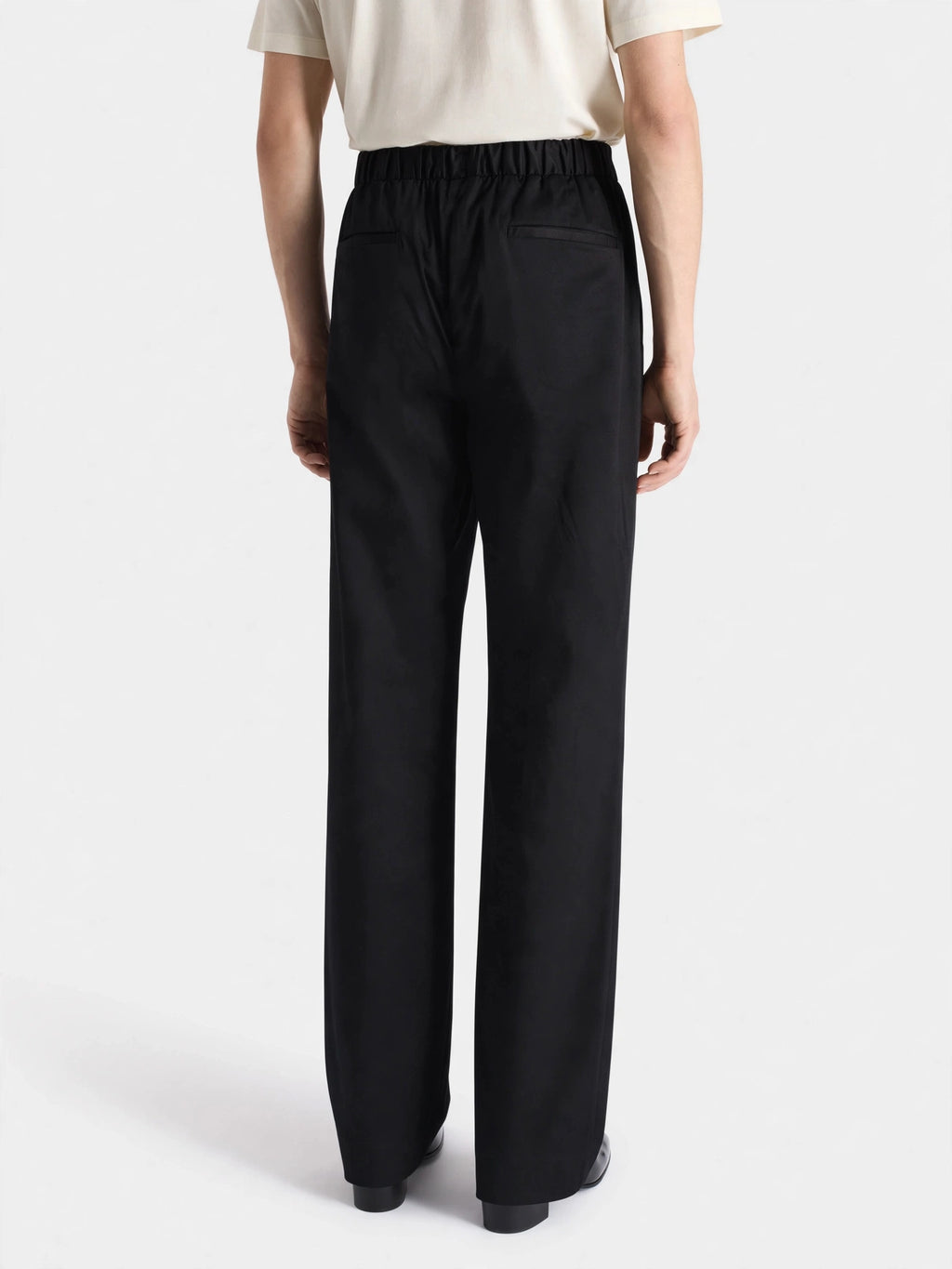BLACK COTTON TWILL ELASTIC PANT