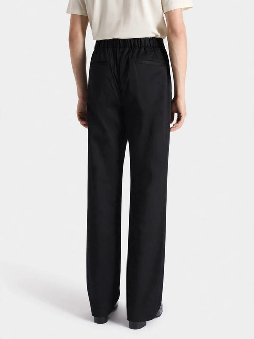 BLACK COTTON TWILL ELASTIC PANT