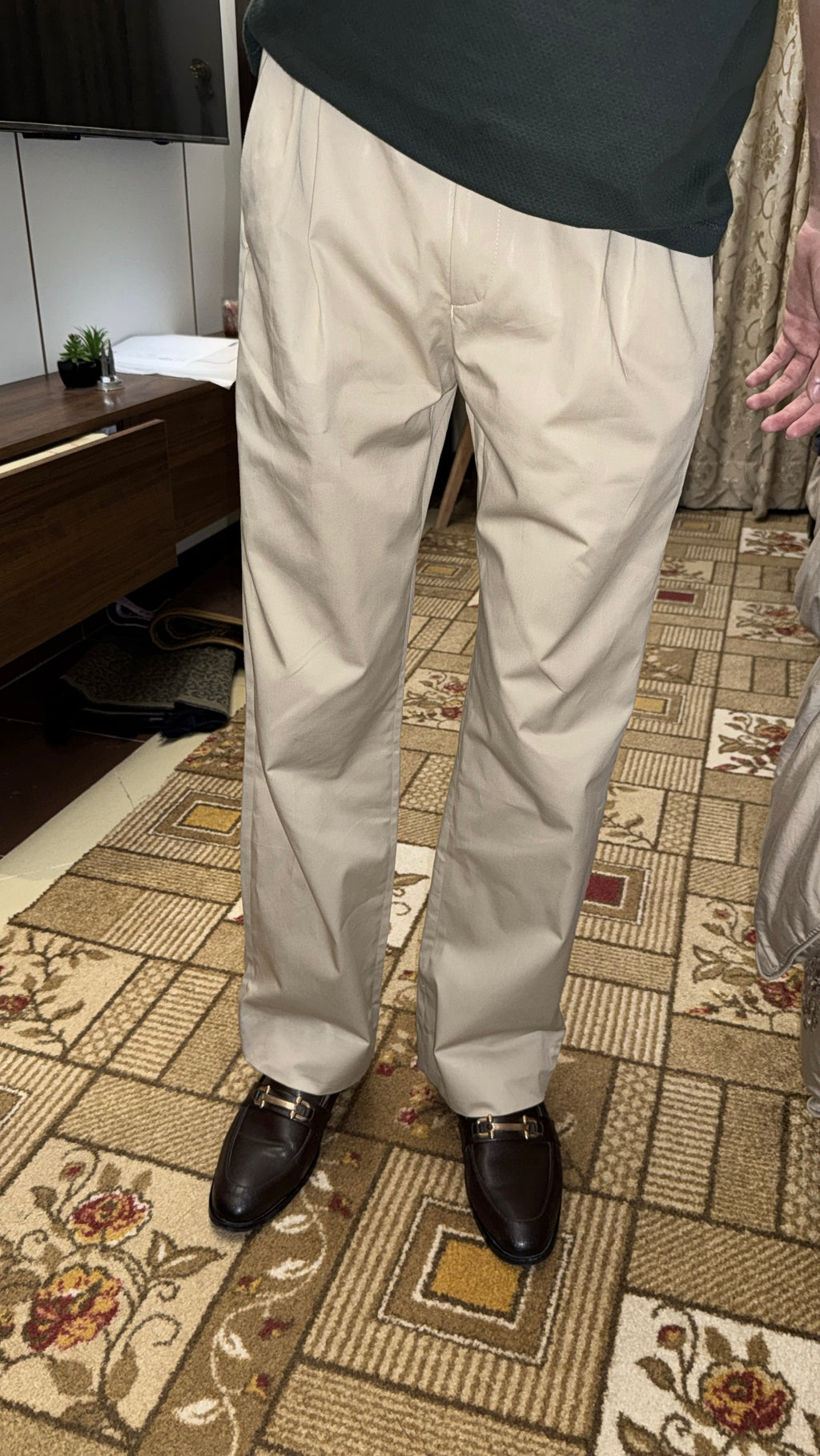 BEIGE TWILL ELASTIC PANT