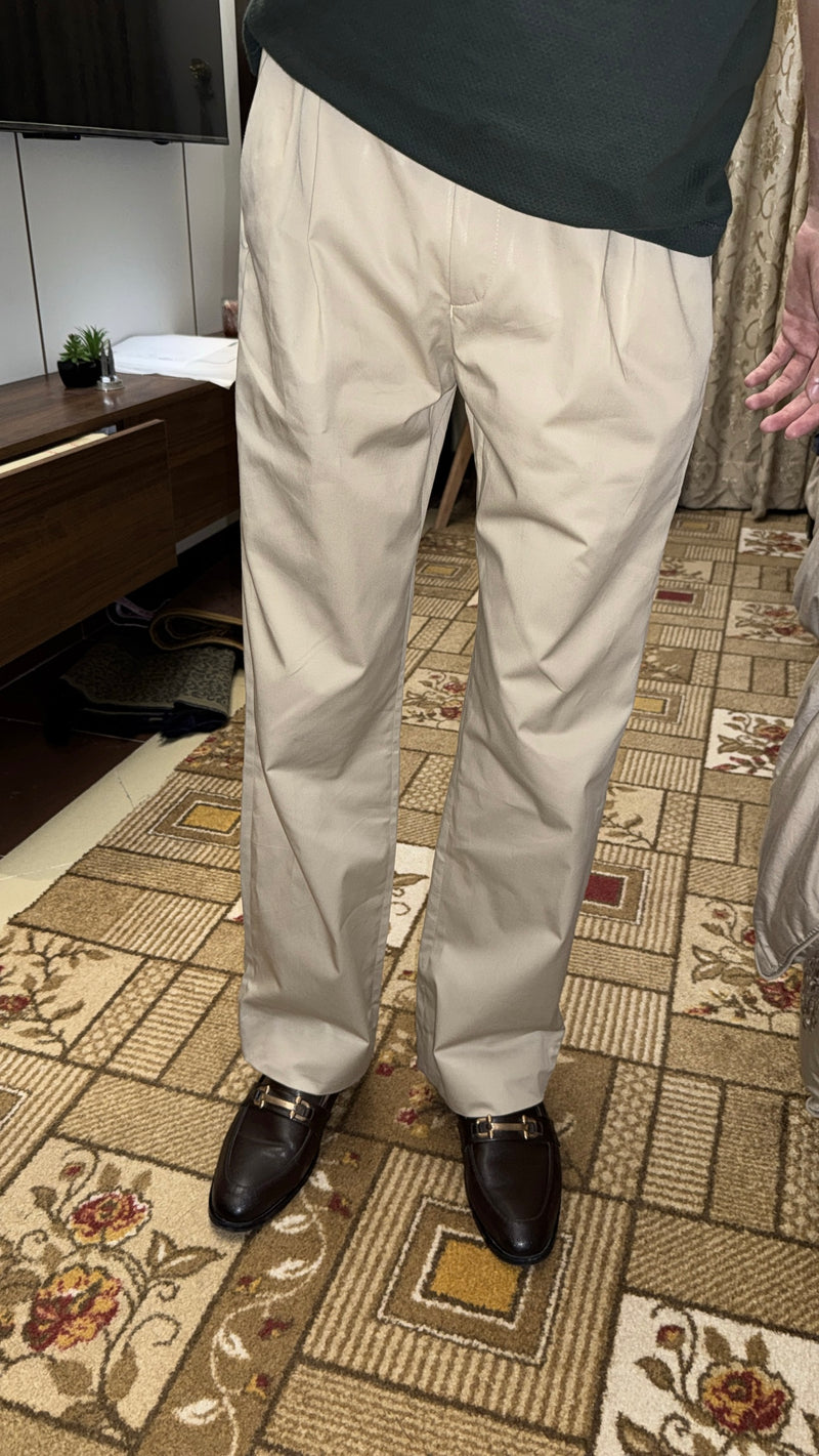 BEIGE TWILL ELASTIC PANT