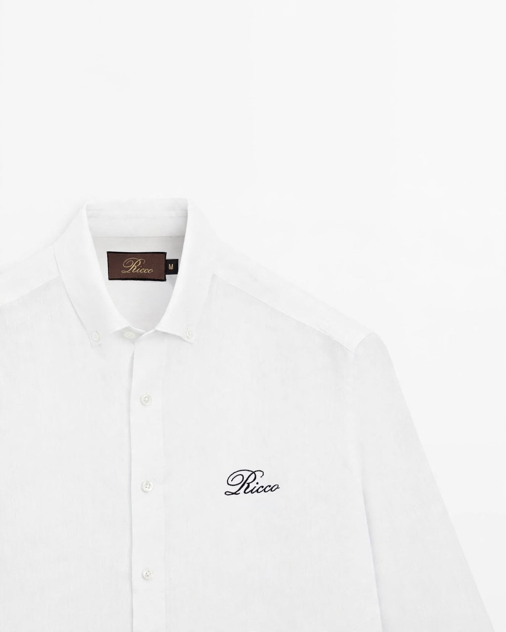 Ricco chalk white linen button-down shirt, view 5