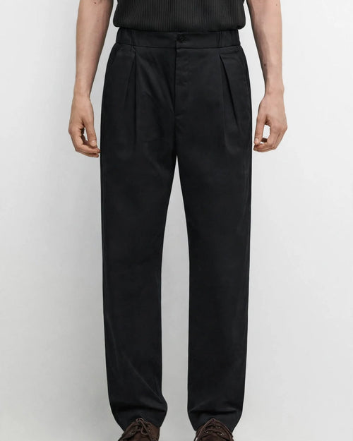 Ricco black cotton twill elasticated trousers, view 2