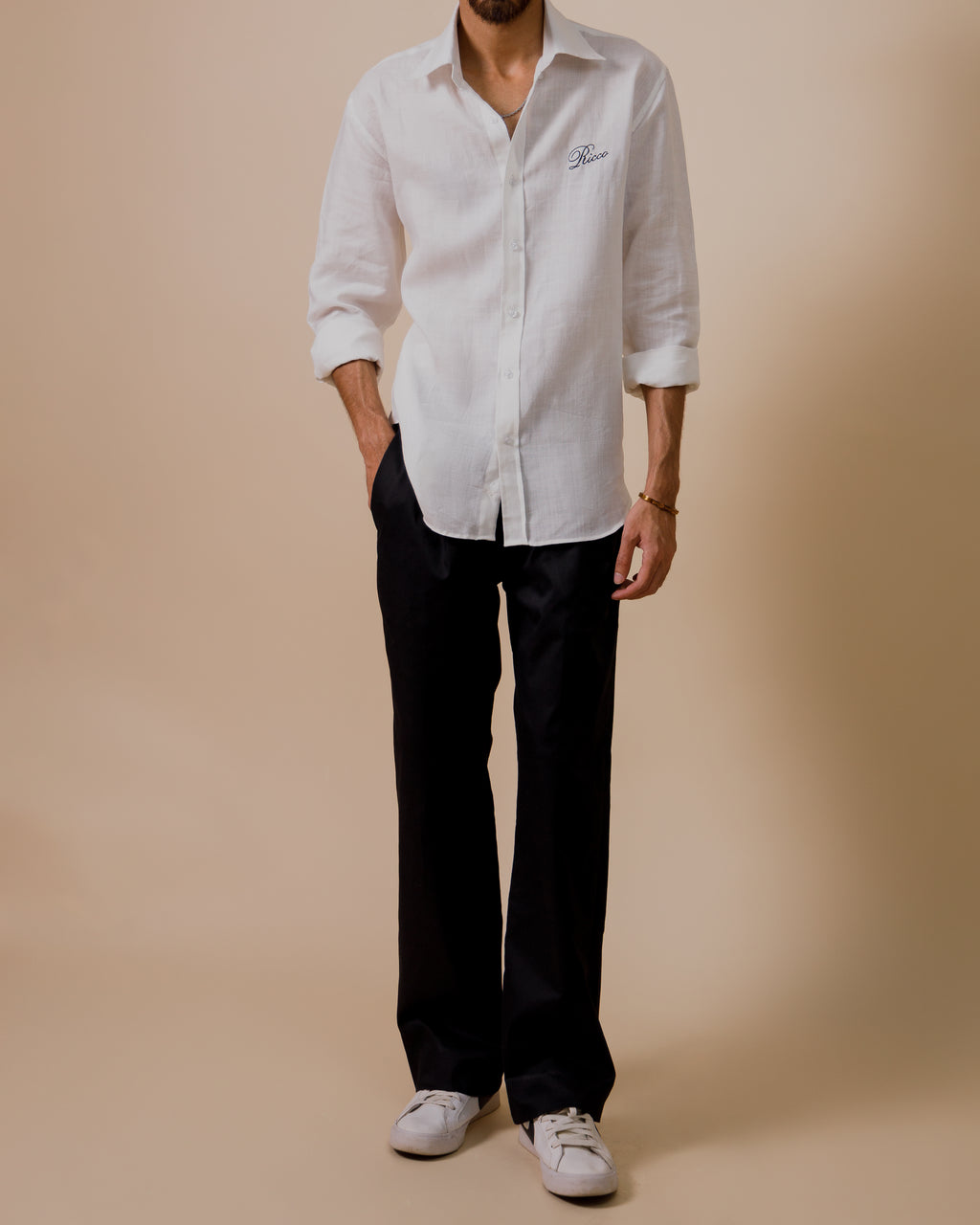CHALK LINEN BUTTON DOWN