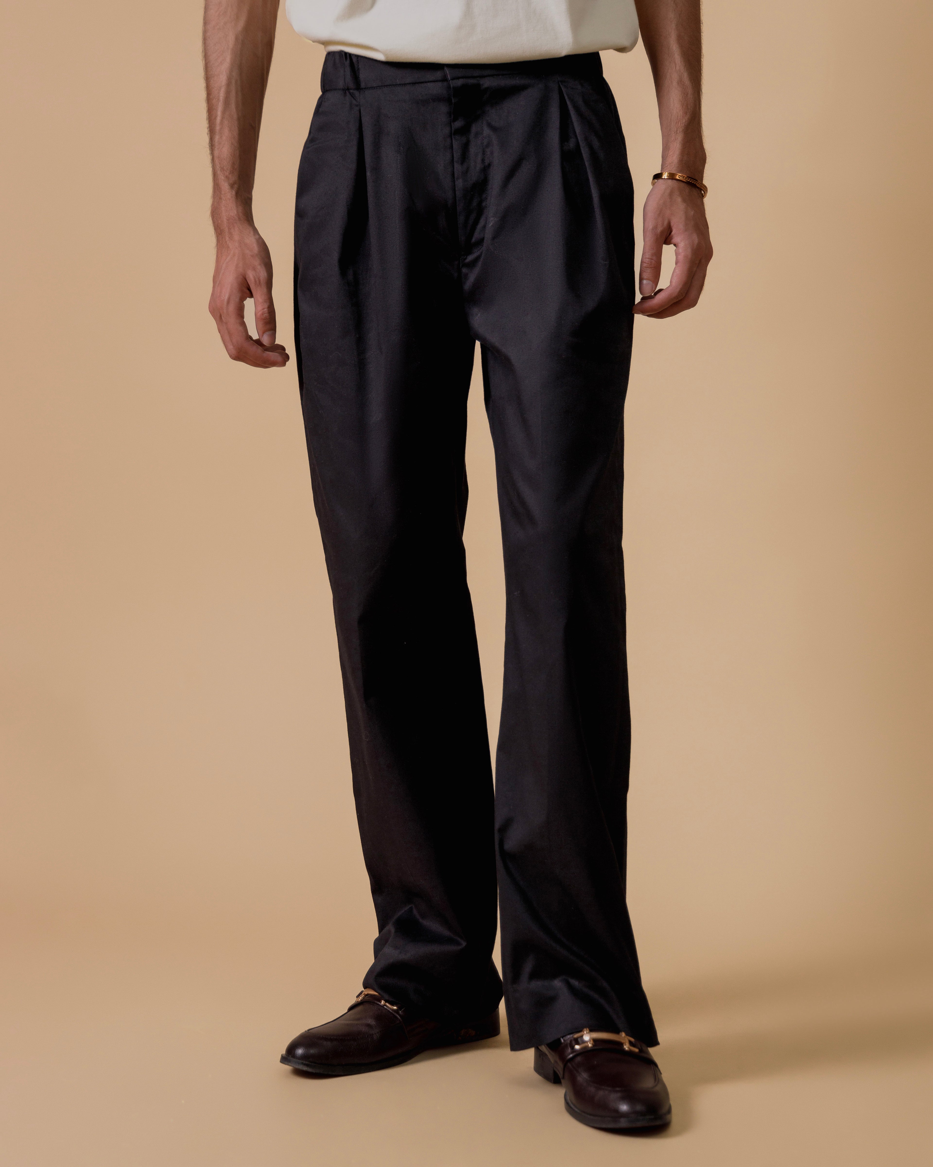 BLACK TWILL ELASTIC PANT