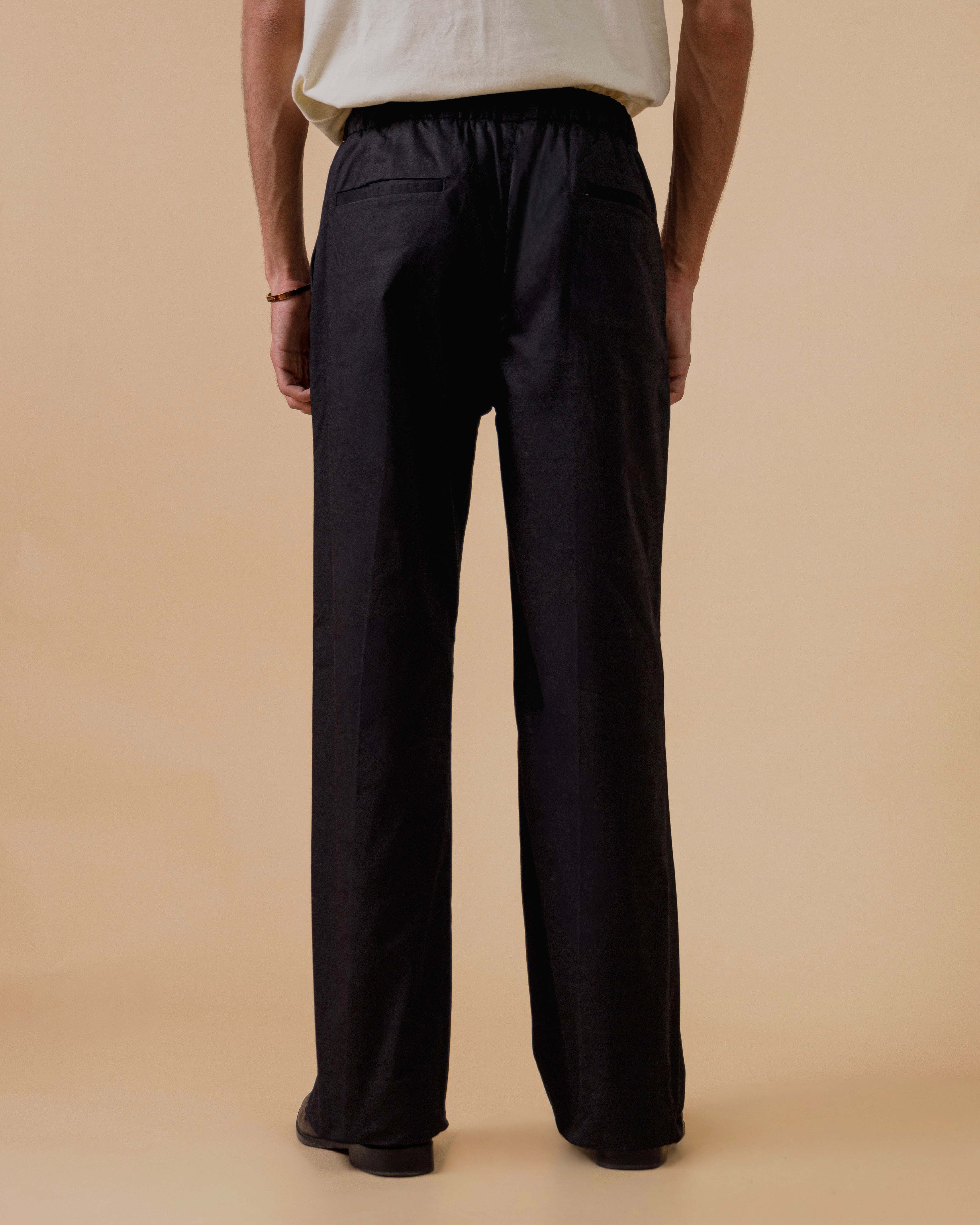 BLACK TWILL ELASTIC PANT