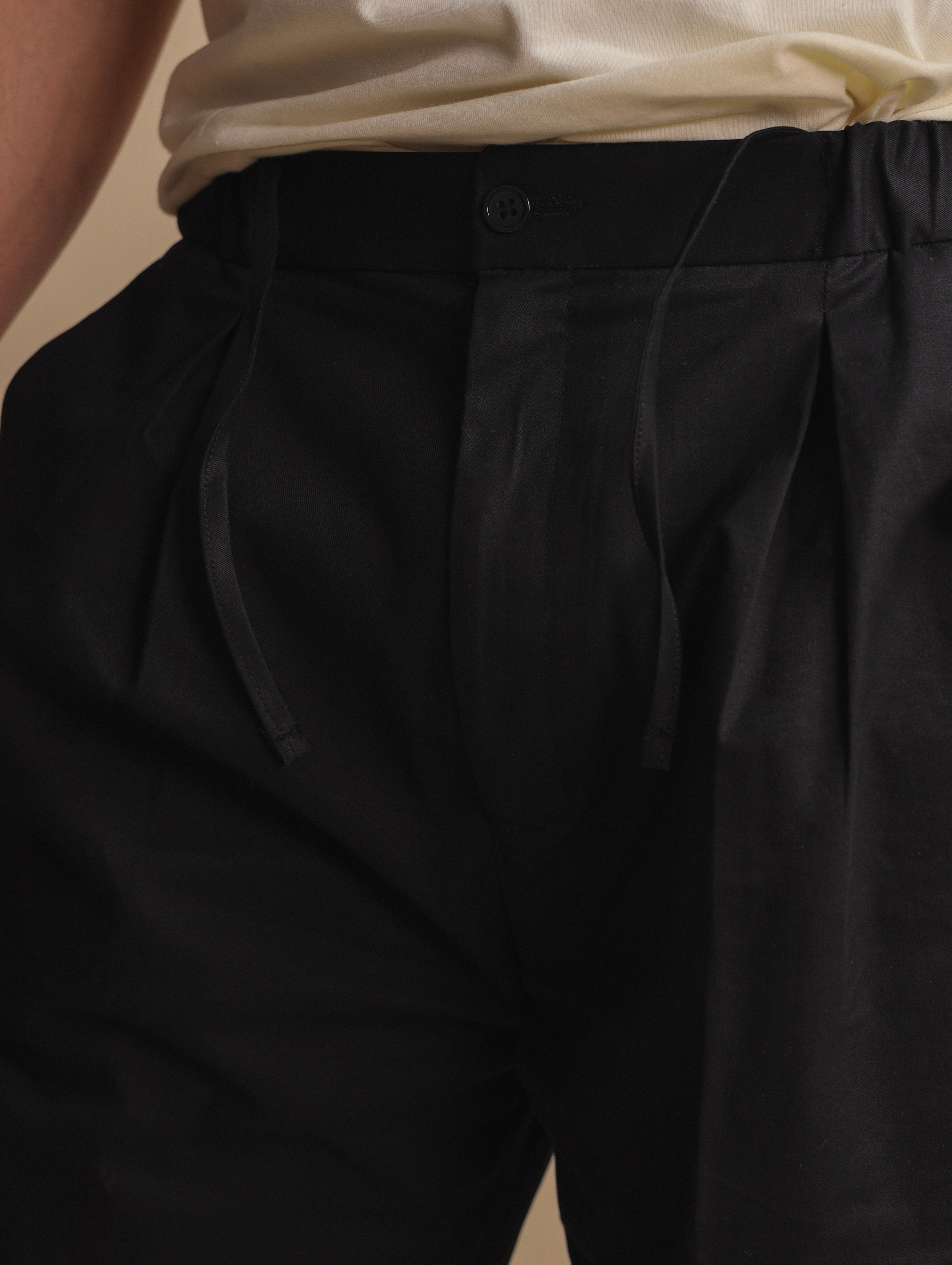 BLACK TWILL ELASTIC PANT