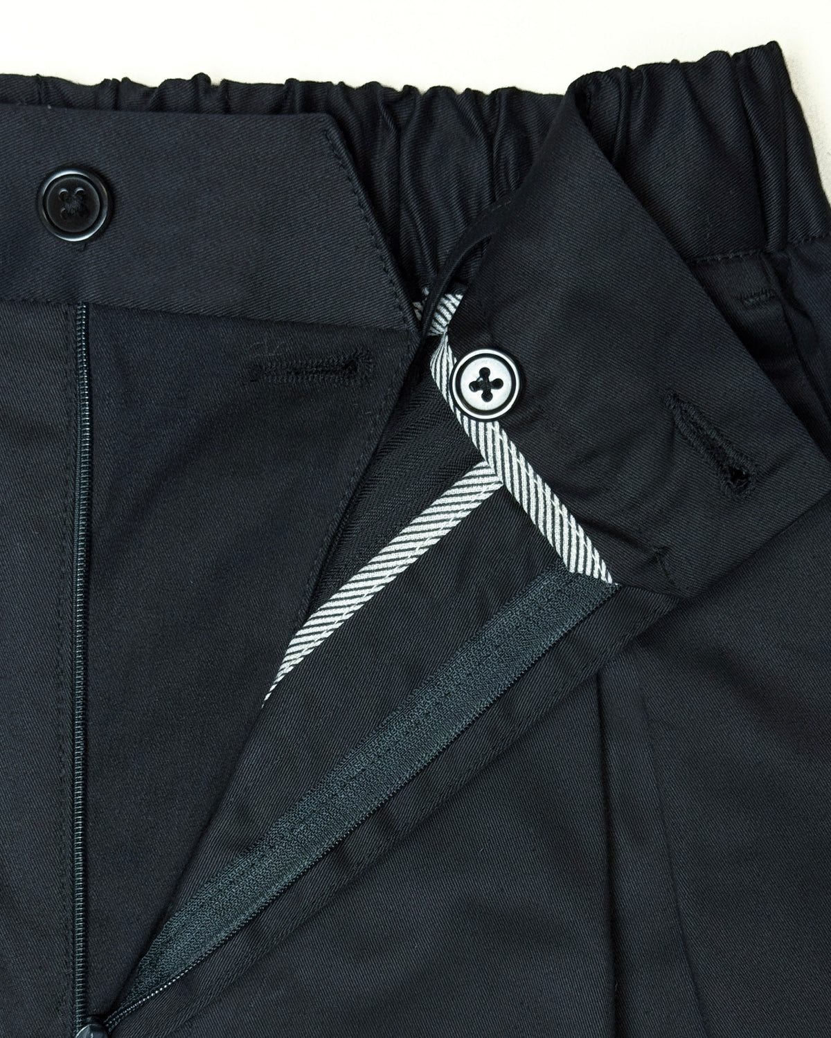 BLACK COTTON TWILL ELASTIC PANT