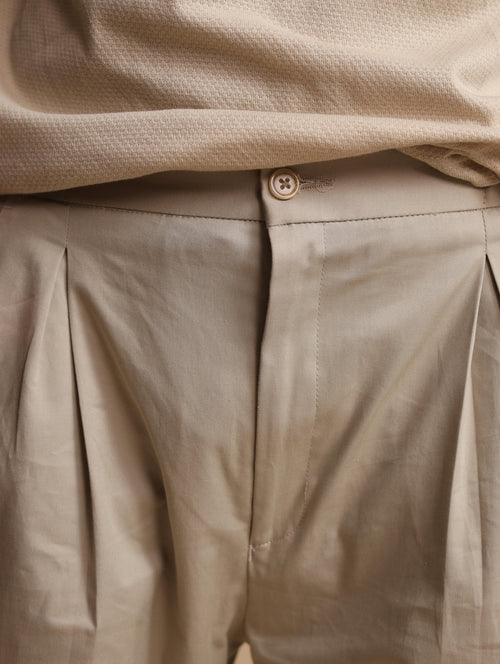 BEIGE TWILL ELASTIC PANT