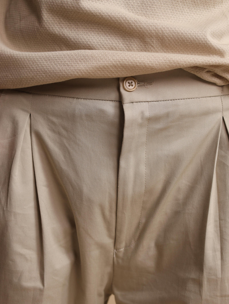 BEIGE TWILL ELASTIC PANT