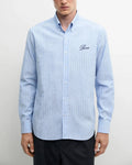 Ricco sky blue seersucker pinstripe button-down shirt
