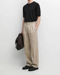 Ricco beige cotton twill elasticated trousers