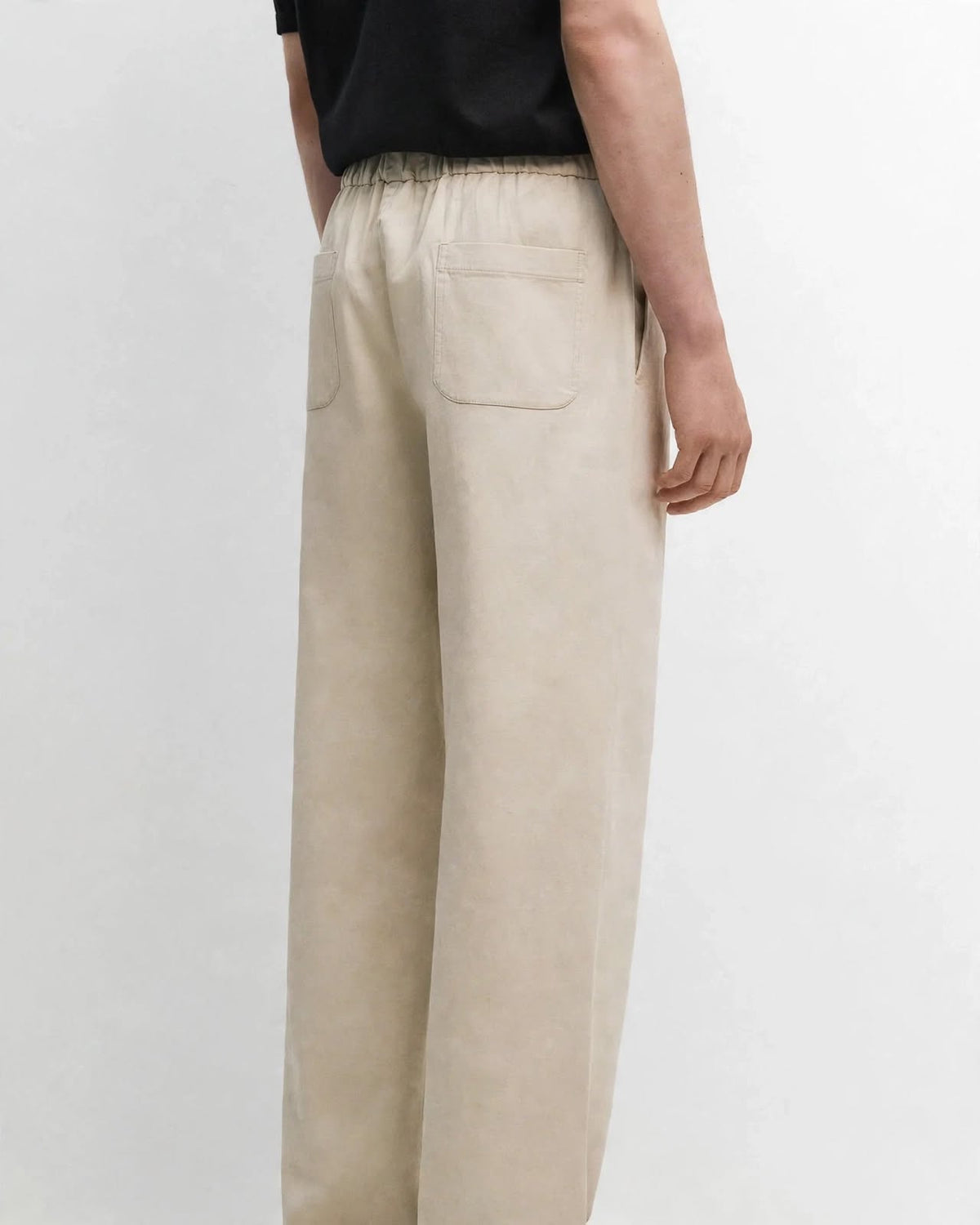 Ricco beige cotton twill elasticated trousers, view 4