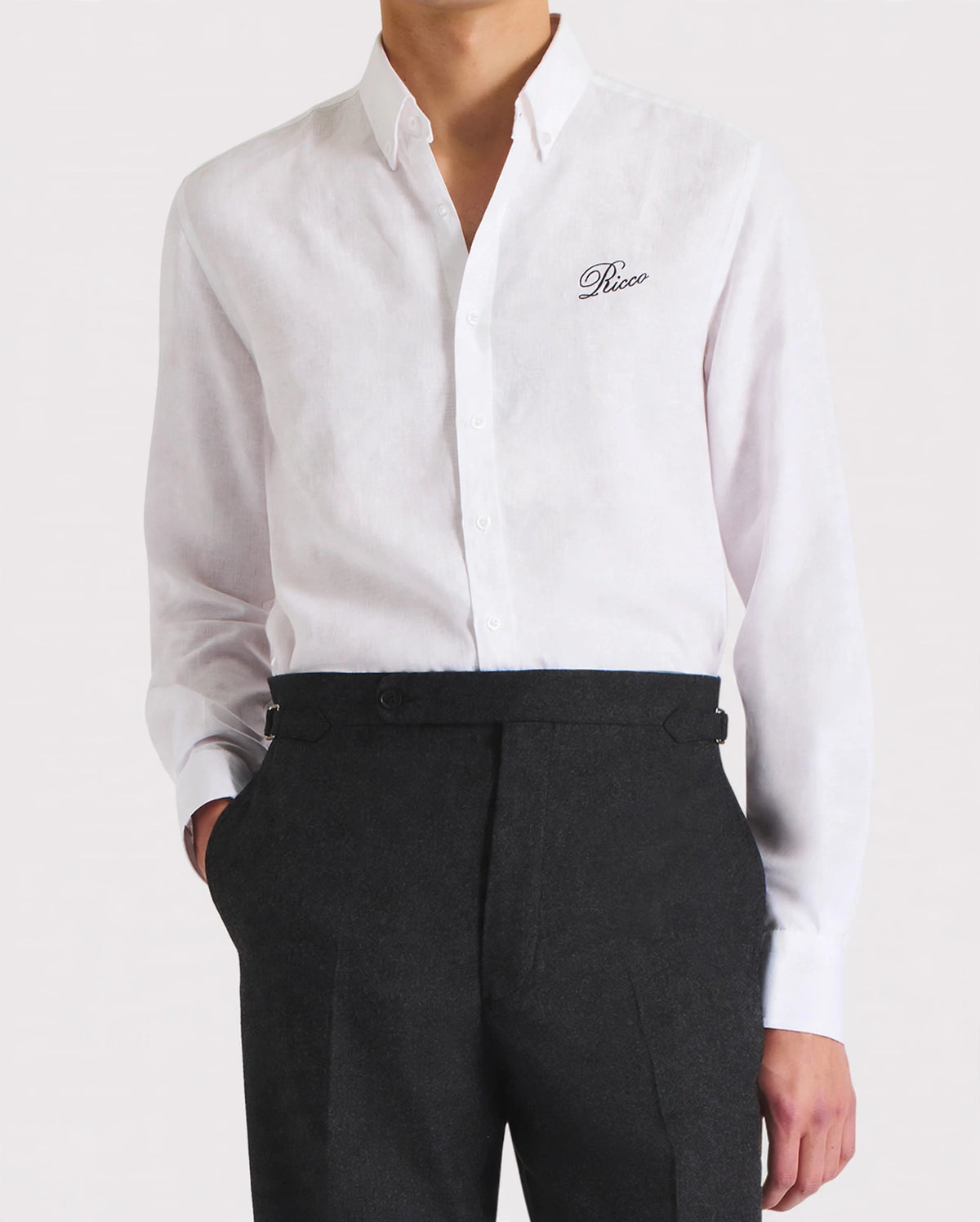 CHALK WHITE LINEN BUTTON DOWN