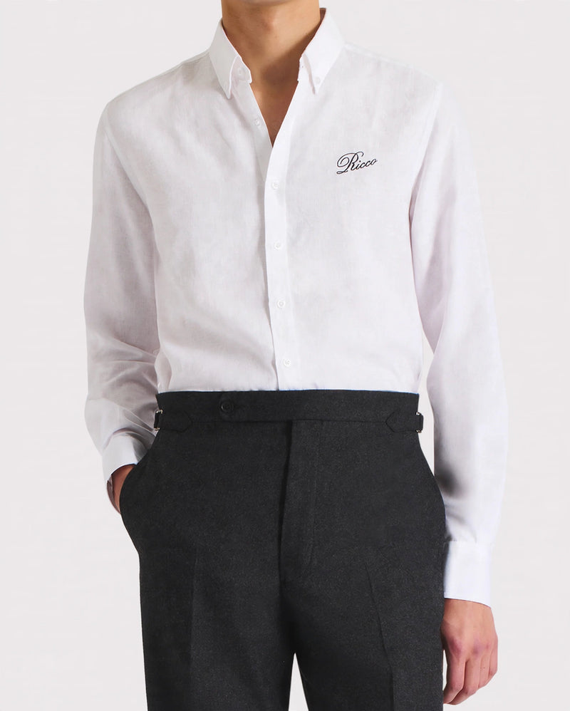 CHALK WHITE LINEN BUTTON DOWN